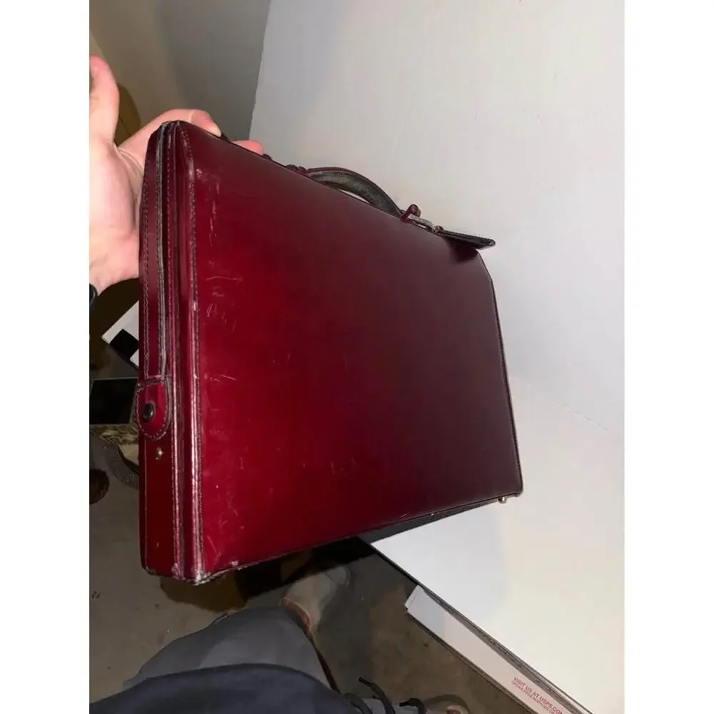 Vintage Franzen West Germany Mahogany Leather Attache Briefcase Cagiva Lock